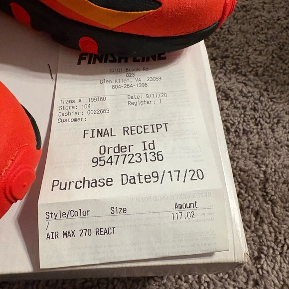 Nike Air Max 270 React - Black, Orange, and Yellow - Picture 6 of 6